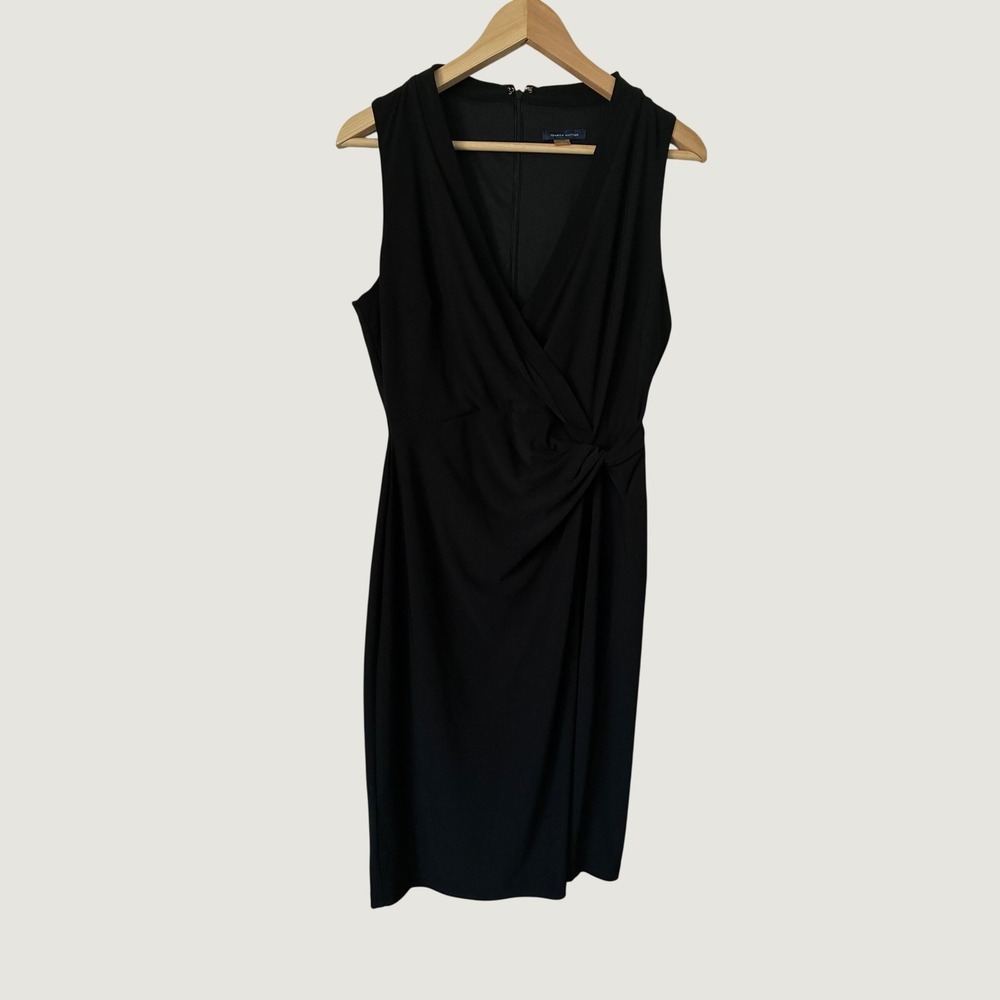 Tommy Hilfiger‎ Womens Black Sleeveless Wrap Knot Sheath Dress Size 8 minimalist